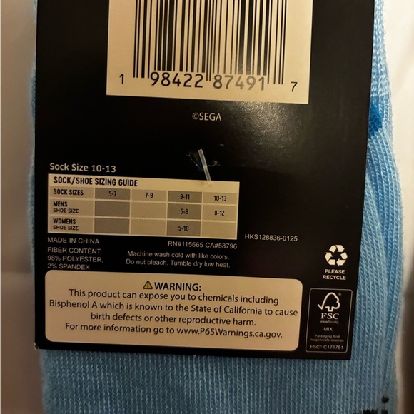 2/$35 SEGA Sonic the Hedgehog Tails Crew Socks W5-10 M5-8 character socks Gamer - Picture 6 of 6